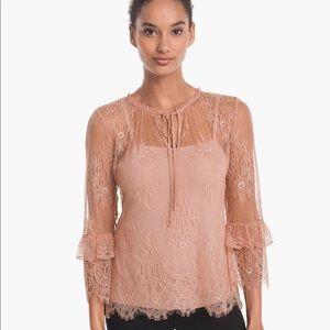 Long-Sleeve Lace Ruffle Tunic